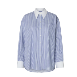 SELECTED FEMME SLFROMIE OVERSIZE SHIRT DUSTY BLUE/WHITE