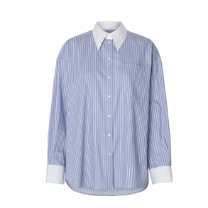 SELECTED FEMME SLFROMIE OVERSIZE SHIRT DUSTY BLUE/WHITE