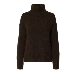 SELECTED FEMME SLFGABRIELLA KNIT HIGH NECK BROWN
