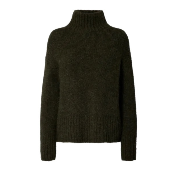 SELECTED FEMME SLFGABRIELLA KNIT HIGH NECK ARMY