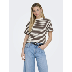 ONLY ONLLIVINA STRIPE TEE CHOCOLATE