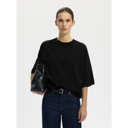 SELECTED FEMME SLFCOLWOMAN 2/4 OVERSIZED TEE BLACK