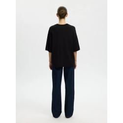 SELECTED FEMME SLFCOLWOMAN 2/4 OVERSIZED TEE BLACK