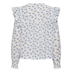 ONLY ONLIDRIS FRILL TOP WHITE/BLUE