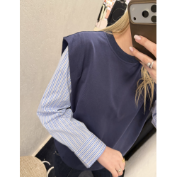 N�MPH NUSINDI MIX BLOUSE NAVY