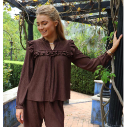 LIBERT� ESSENTIEL ANNI FRILL BLOUSE BROWN