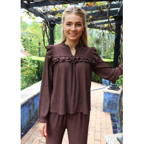 LIBERT� ESSENTIEL ANNI FRILL BLOUSE BROWN