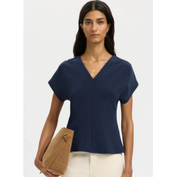 SELECTED FEMME SLWTENNY V-NECK TOP NAVY