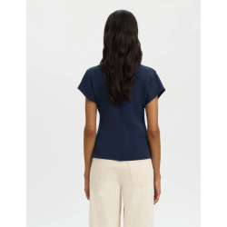 SELECTED FEMME SLWTENNY V-NECK TOP NAVY