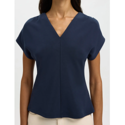 SELECTED FEMME SLWTENNY V-NECK TOP NAVY