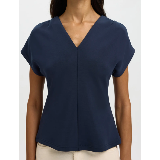 SELECTED FEMME SLWTENNY V-NECK TOP NAVY