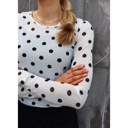 LIBERT� ESSENTIEL MESH LS TSHIRT WHITE/BLACK DOT