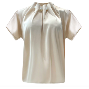 LIBERT� ESSENTIEL PIP SS PEARL BLOUSE CHAMPAGNE
