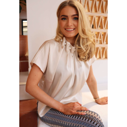 PREORDER (MAJ) LIBERT� ESSENTIEL PIP SS PEARL BLOUSE CHAMPAGNE