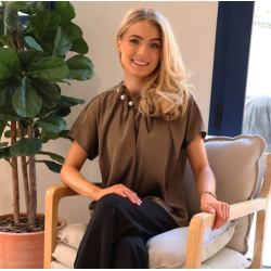 LIBERT� ESSENTIEL PIP SS PEARL BLOUSE BROWN