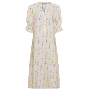 MARTA DU CHATEAU FLOWER MID DRESS OFF WHITE