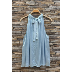 ISAKO TAYLOR HALTERNECK TOP LIGHT BLUE