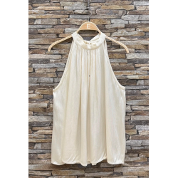 ISAKO TAYLOR HALTERNECK TOP CREME