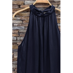 ISAKO TAYLOR HALTERNECK TOP NAVY