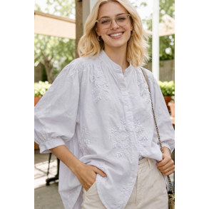 ISAKO ZIA COTTON SHIRT WHITE