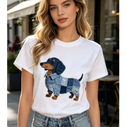 ISAKO TEE DACHSHUND WHITE
