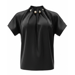 PREORDER (MAJ) LIBERT� ESSENTIEL PIP SS PEARL BLOUSE BLACK