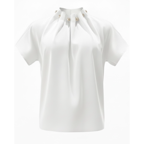 PREORDER (MAJ) LIBERT� ESSENTIEL PIP SS PEARL BLOUSE OFF WHITE