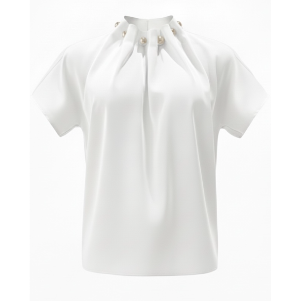PREORDER (MAJ) LIBERT� ESSENTIEL PIP SS PEARL BLOUSE OFF WHITE
