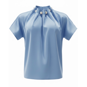 PREORDER (MAJ) LIBERT� ESSENTIEL PIP SS PEARL BLOUSE L.BLUE