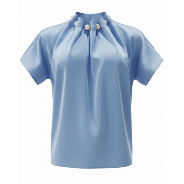 PREORDER (MAJ) LIBERT� ESSENTIEL PIP SS PEARL BLOUSE L.BLUE