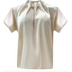 PREORDER (MAJ) LIBERT� ESSENTIEL PIP SS PEARL BLOUSE CHAMPAGNE
