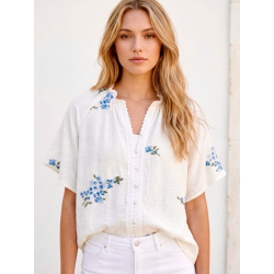 ISAKO BOHO FLOWER TOP BLUE
