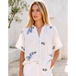 ISAKO BOHO FLOWER TOP BLUE