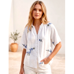 ISAKO BOHO FLOWER TOP BLUE