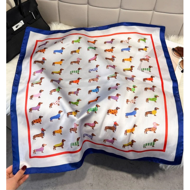 ISAKO DACHSHUND SCARF BLUE