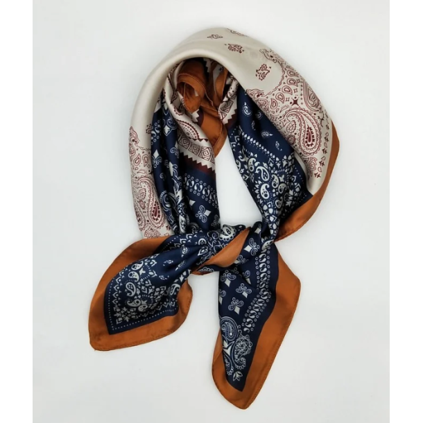 ISAKO PAISLEY SCARF BLUE/CAMEL