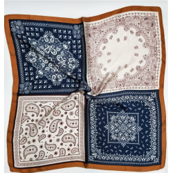 ISAKO PAISLEY SCARF BLUE/CAMEL