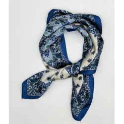 ISAKO PAISLEY SCARF BLUE/CREME