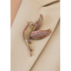 ISAKO BROOCH BIRD PINK