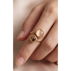 ISAKO DOUBLE-HEADED ROUND RING BROWN 