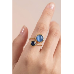 ISAKO DOUBLE-HEADED ROUND RING ROYAL BLUE 