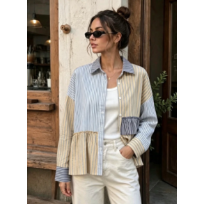ISAKO FRILL SHIRT SKY BLUE
