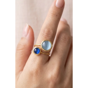 ISAKO DOUBLE-HEADED ROUND RING BLUE 