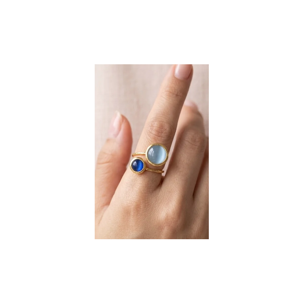 ISAKO DOUBLE-HEADED ROUND RING BLUE 
