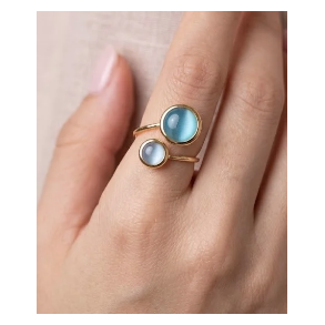 ISAKO DOUBLE-HEADED ROUND RING LIGHT BLUE 