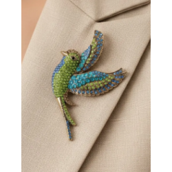 ISAKO BROOCH BIRD GREEN