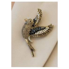 ISAKO BROOCH BIRD BLACK