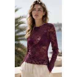 ISAKO KASI LACE BLOUSE BORDEAUX