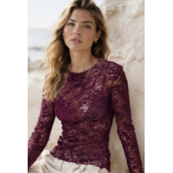 ISAKO KASI LACE BLOUSE BORDEAUX