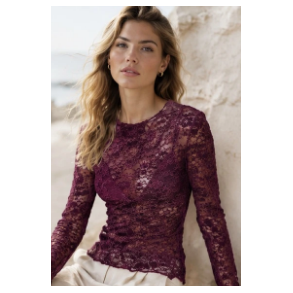 ISAKO KASI LACE BLOUSE BORDEAUX